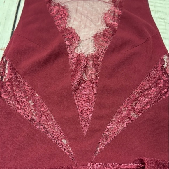 FREE PEOPLE “Dove Dress” Partial sheer Lace Drop waist tiered Skirt Size 10 GUC - Picture 9 of 16